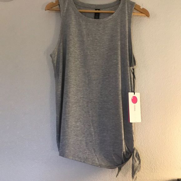 Yogalicious Tops - Yogalicious Tie Tank Heather Gray Size Large
